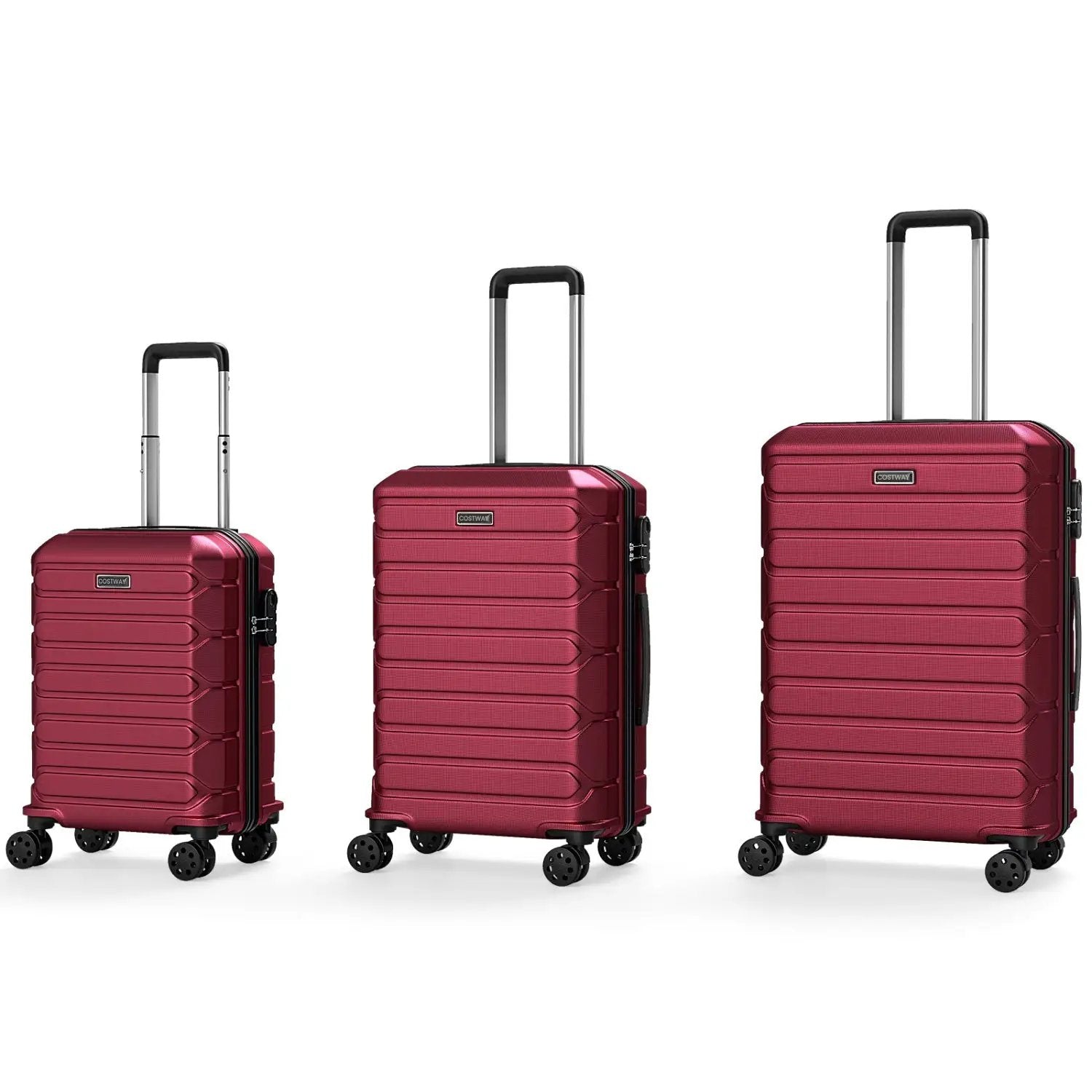 3-Piece Hardside Luggage Set Lightweight Hardside Suitcases with 8-Spinner Wheels by DirectDeals