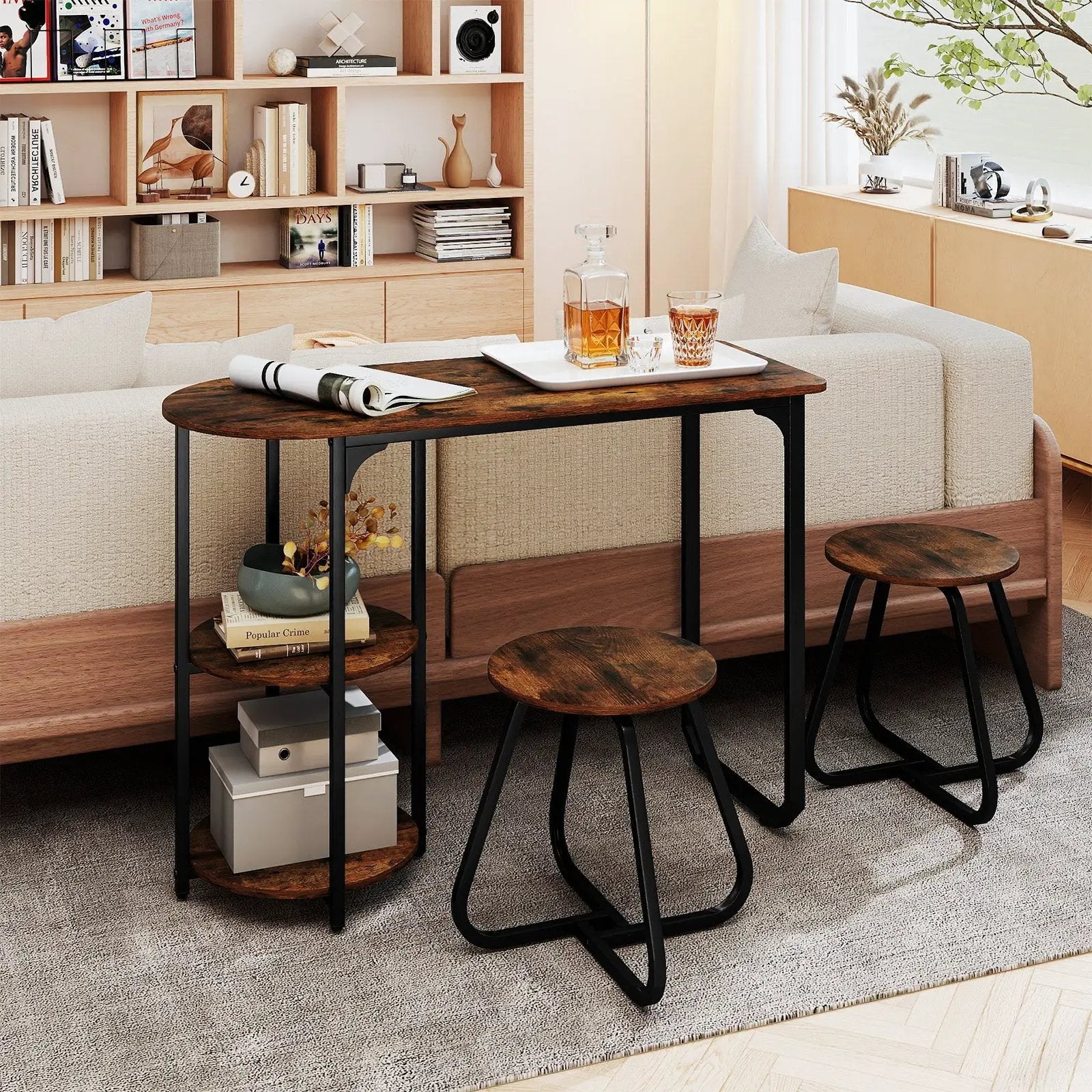 3-Piece Industrial Dining Table Set for Small Space by DirectDeals