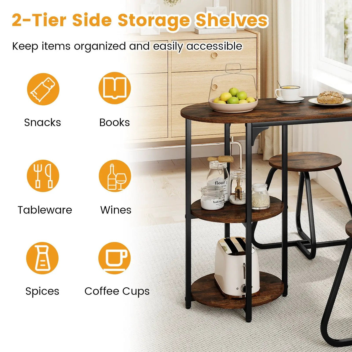 3-Piece Industrial Dining Table Set for Small Space by DirectDeals