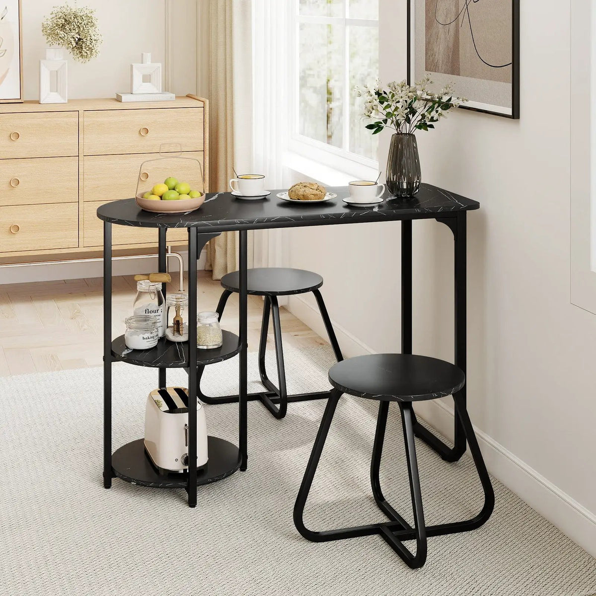 3-Piece Industrial Dining Table Set for Small Space by DirectDeals