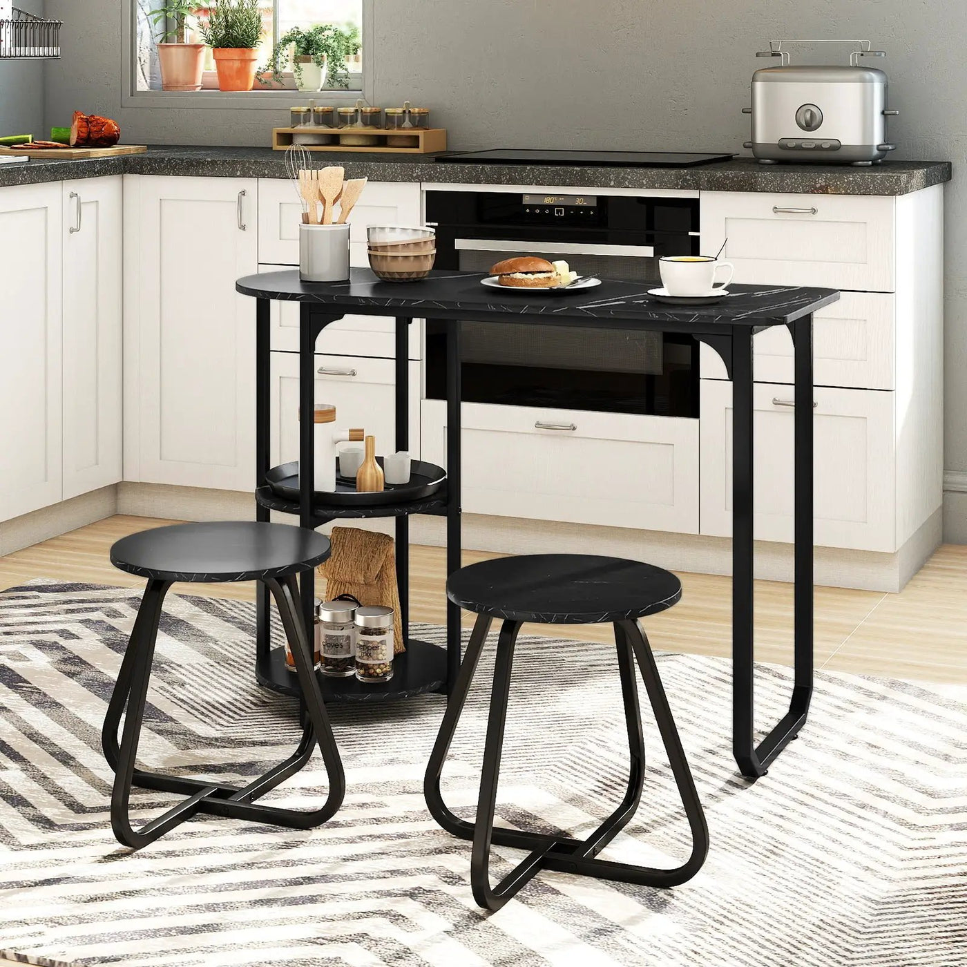 3-Piece Industrial Dining Table Set for Small Space by DirectDeals