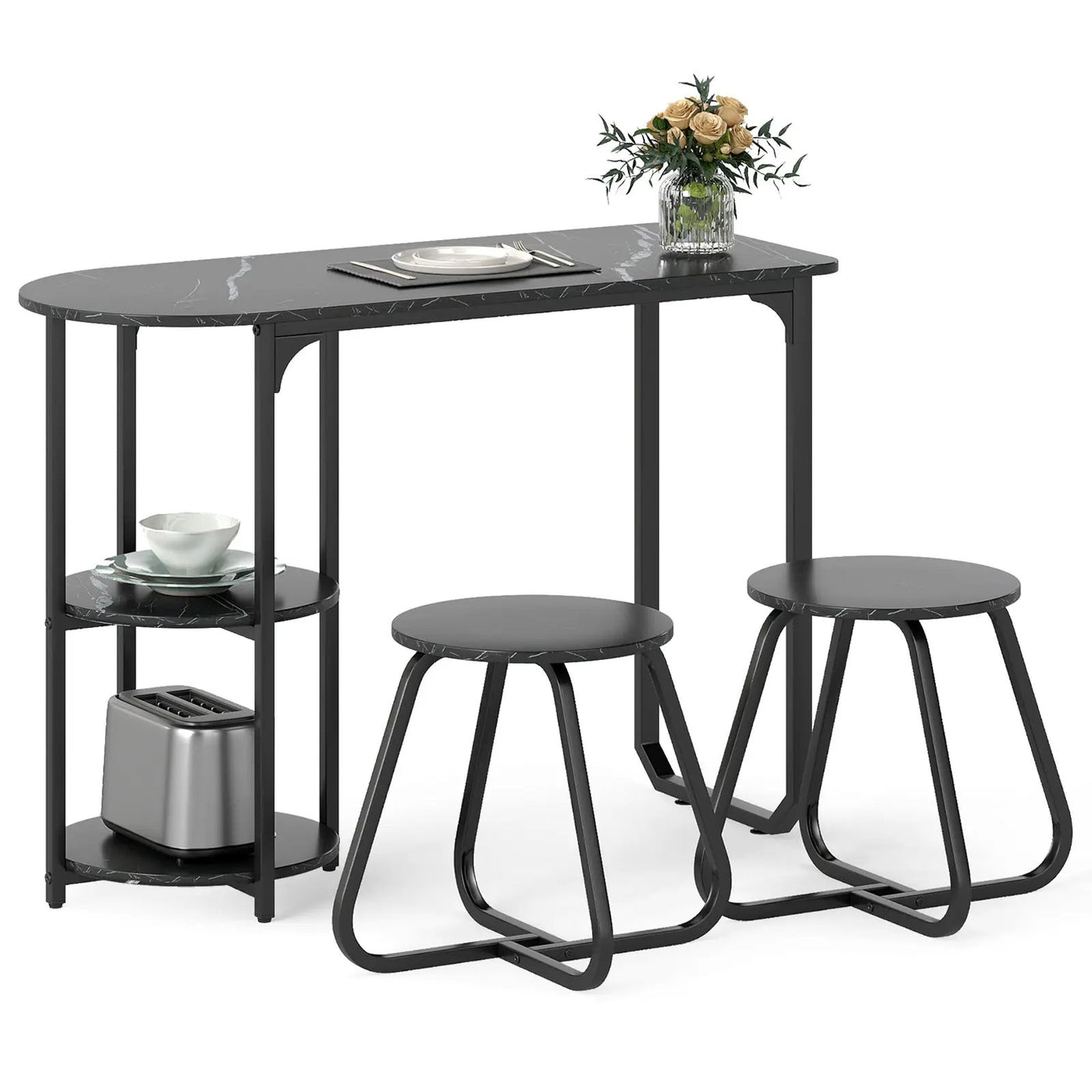 3-Piece Industrial Dining Table Set for Small Space by DirectDeals