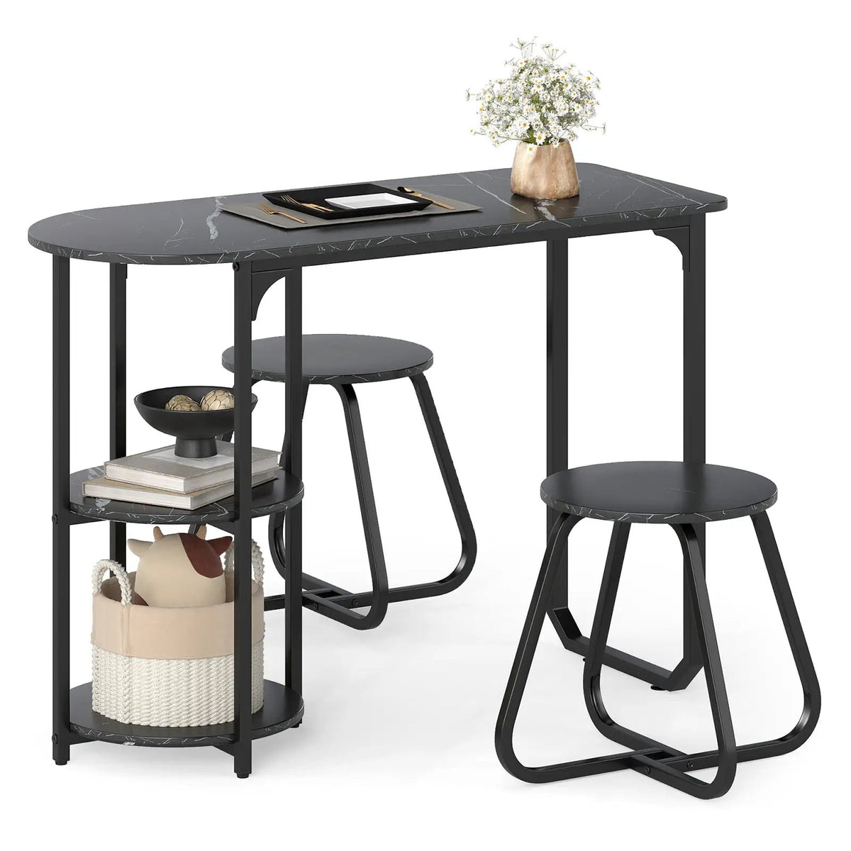 3-Piece Industrial Dining Table Set for Small Space by DirectDeals