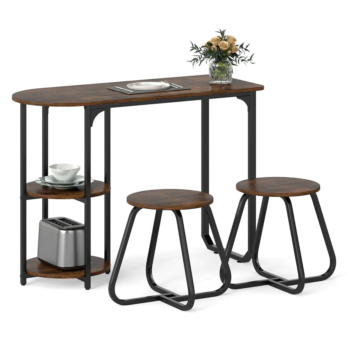 3-Piece Industrial Dining Table Set for Small Space by DirectDeals