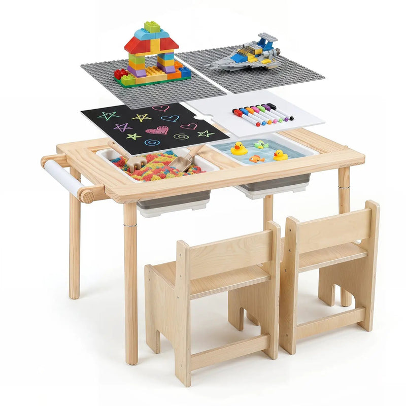 Kids Activity Table and Chair Set with Adjustable Height by DirectDeals