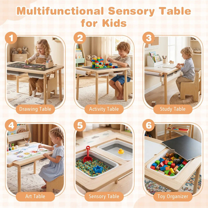 Kids Activity Table and Chair Set with Adjustable Height by DirectDeals