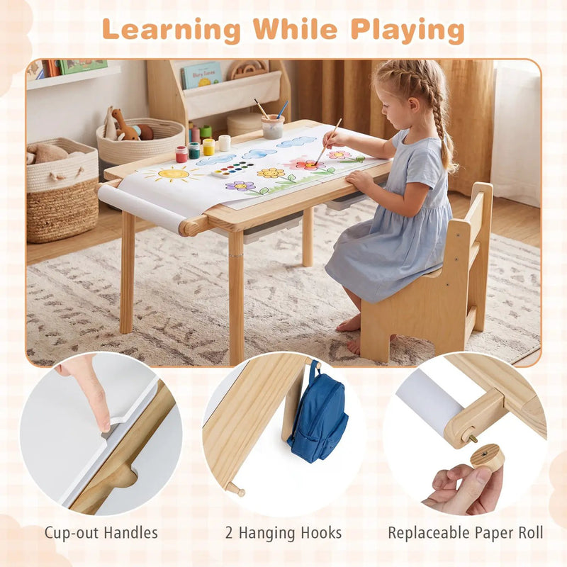 Kids Activity Table and Chair Set with Adjustable Height by DirectDeals