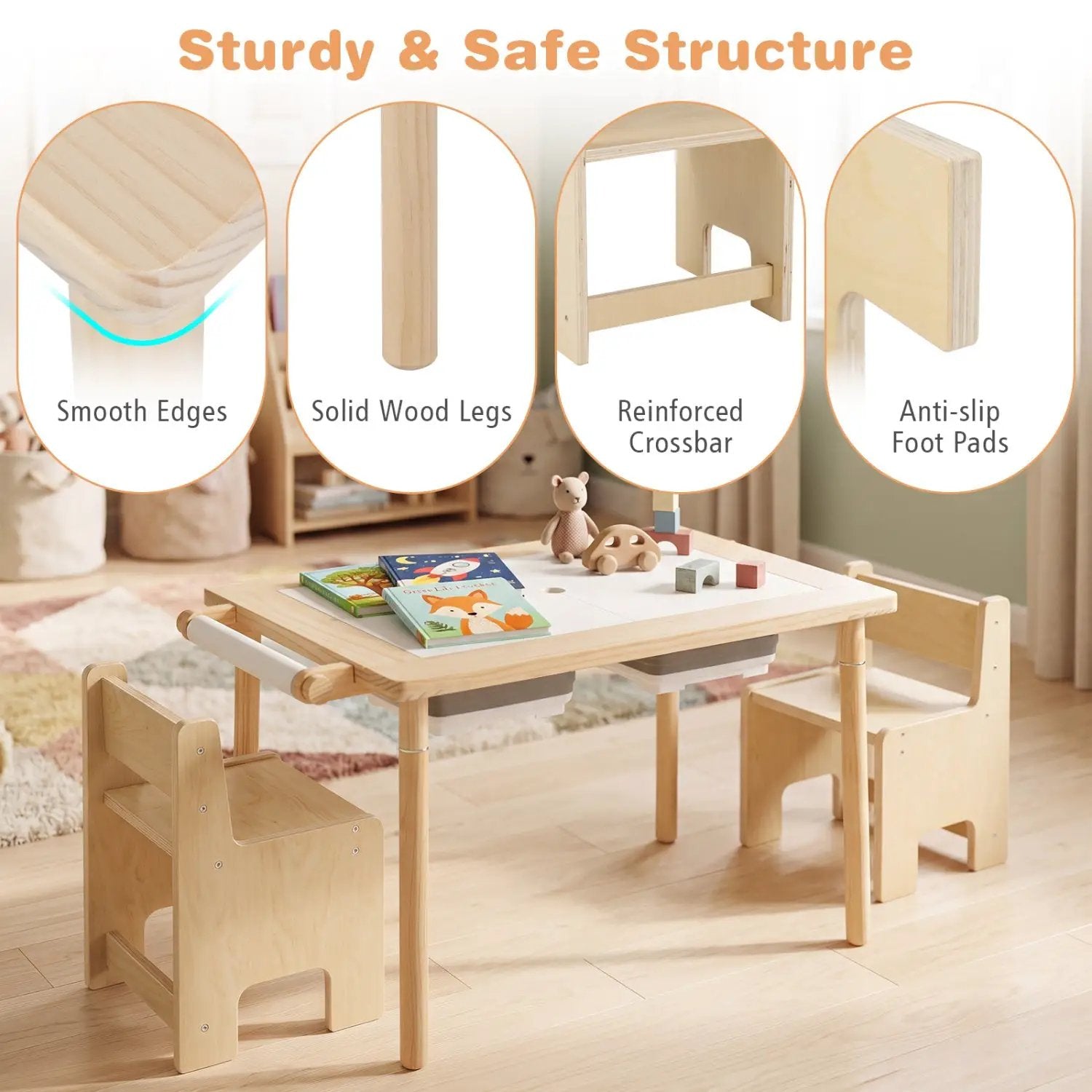 Kids Activity Table and Chair Set with Adjustable Height by DirectDeals