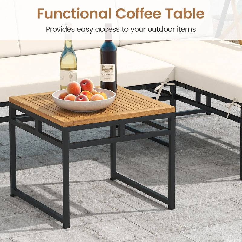 3-Piece L-Shaped Patio Furniture Set for Porch Backyard and Poolside-Beige by DirectDeals