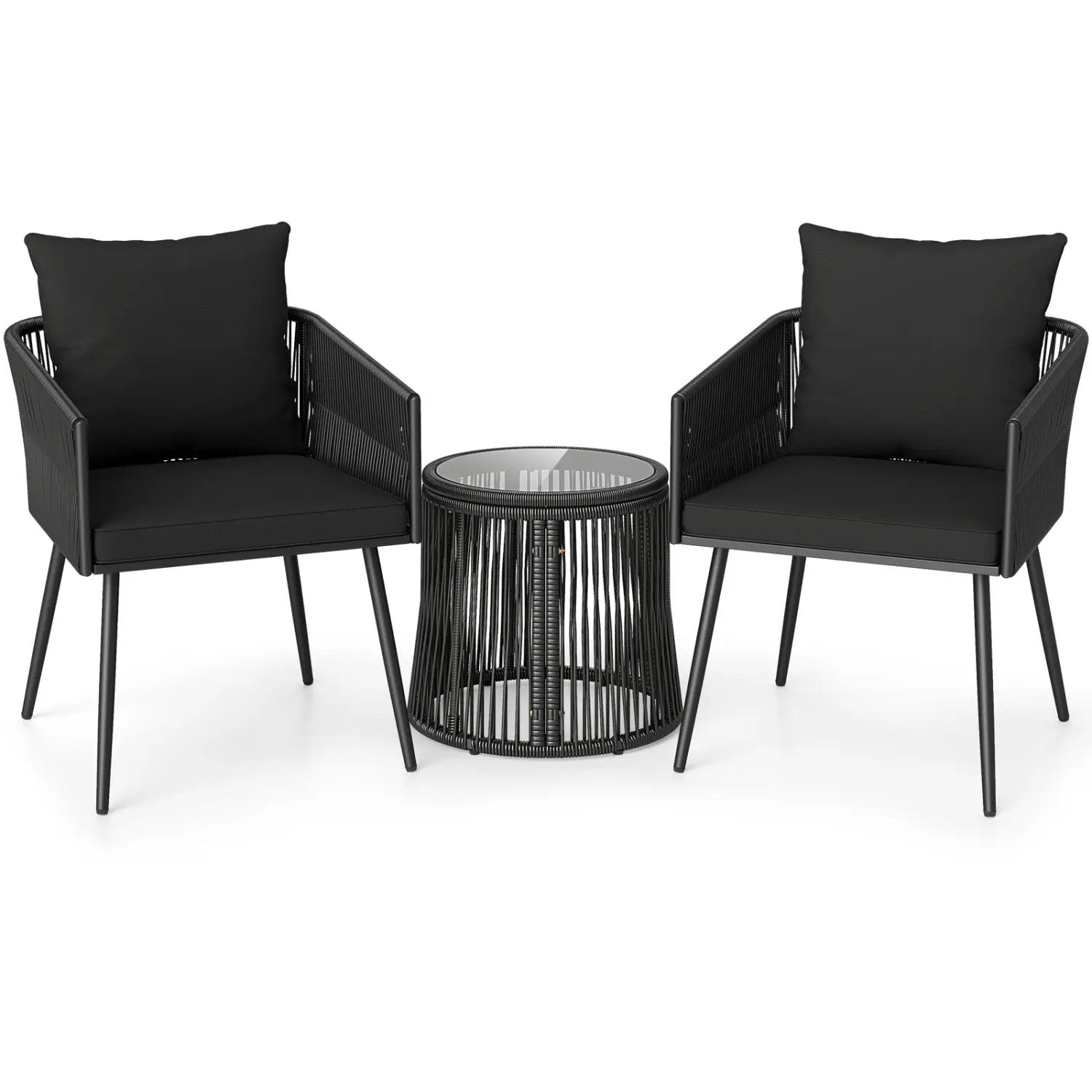 3-Piece Outdoor Furniture Set with Cushions for Porch Garden by DirectDeals