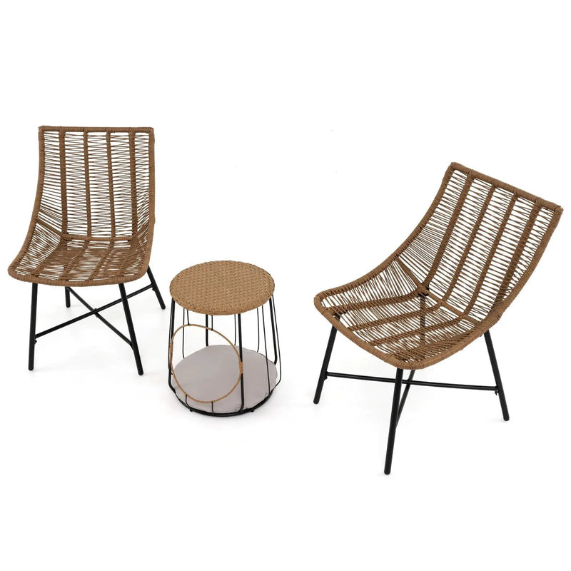 3 Piece Outdoor Furniture Set with Pet Housefor Patio Yard-Brown by DirectDeals