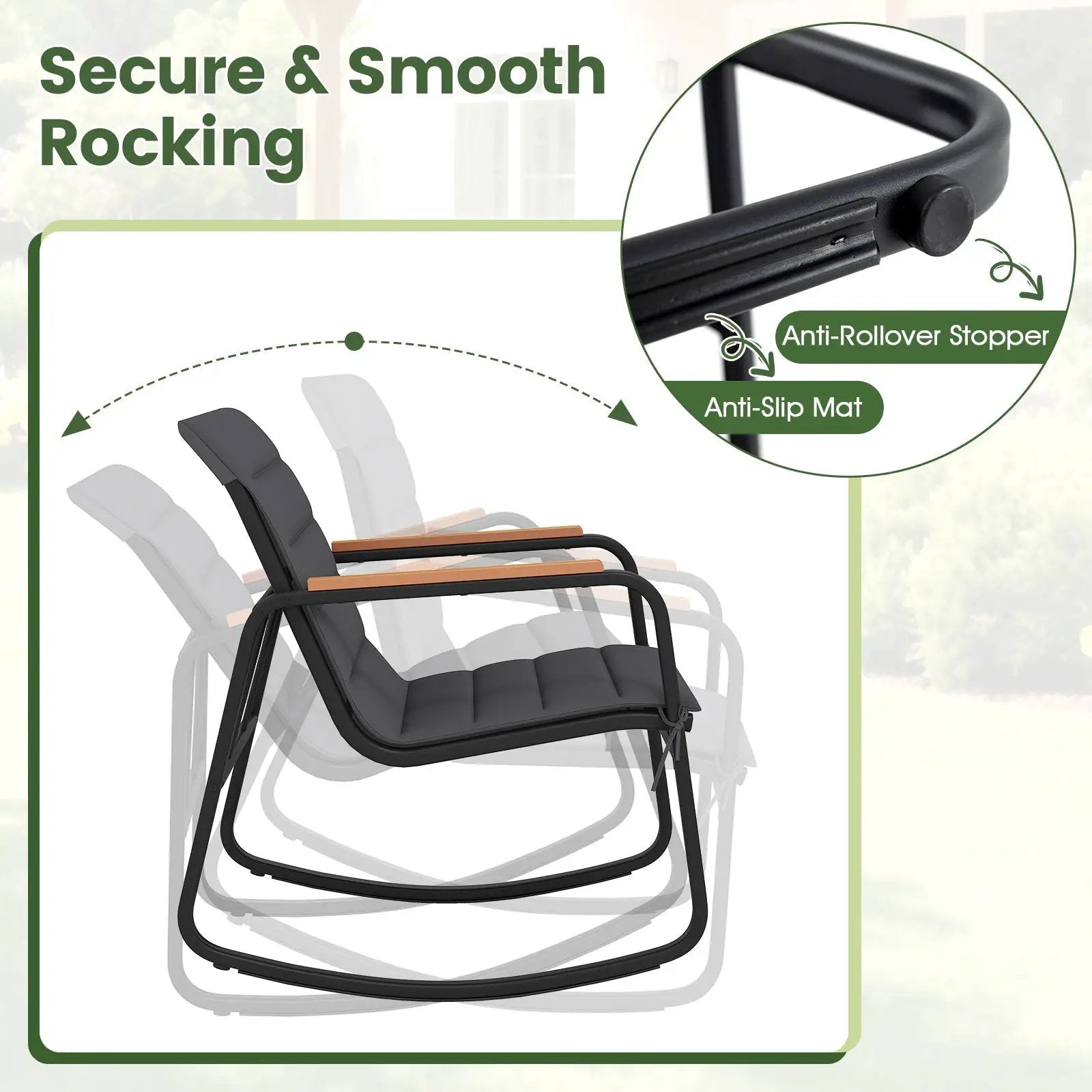 3 Piece Outdoor Rocking Bistro Set Porch Rocker Chairs-Gray by DirectDeals