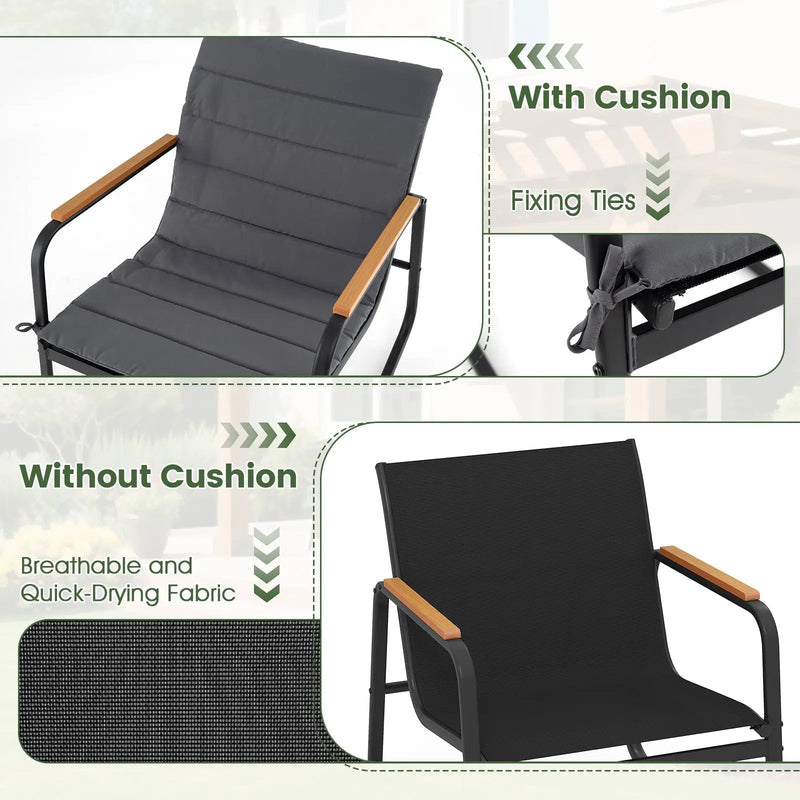 3 Piece Outdoor Rocking Bistro Set Porch Rocker Chairs-Gray by DirectDeals