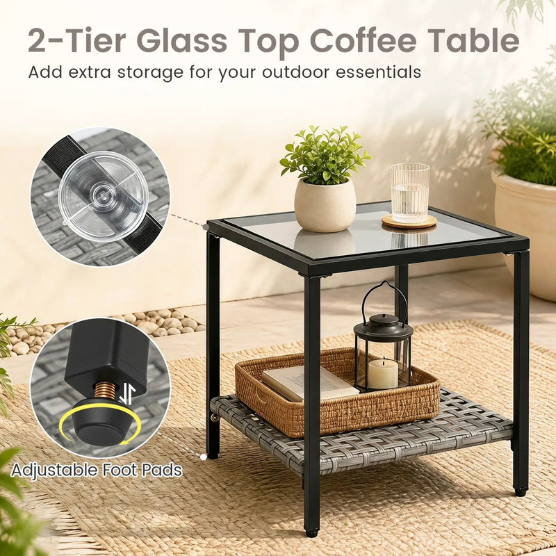 3-Piece Outdoor Rocking Chair Set with Coffee Table - Gray by DirectDeals