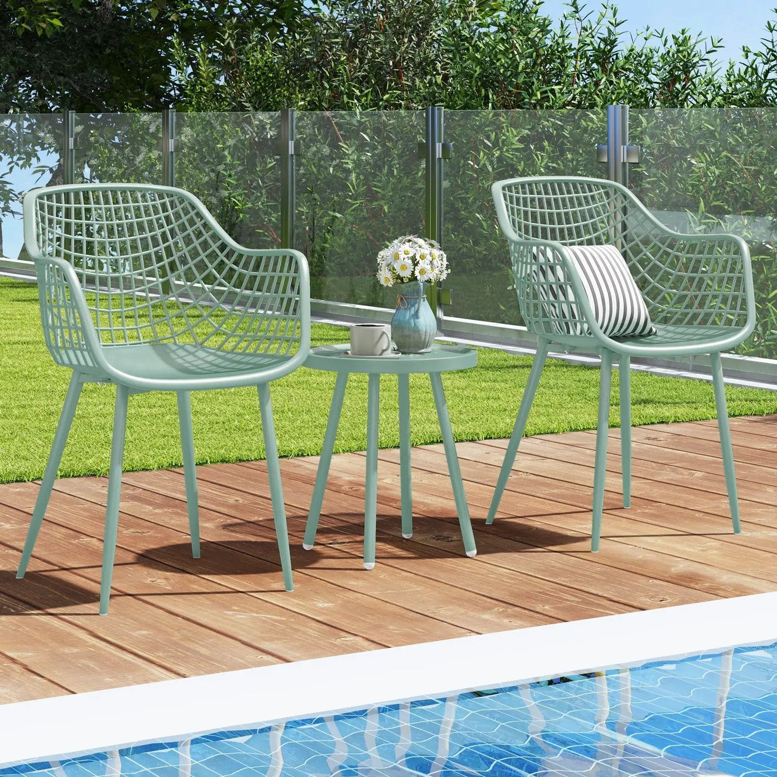 3 Piece Patio Chair Set with PP Seat and Tabletop for Porch by DirectDeals