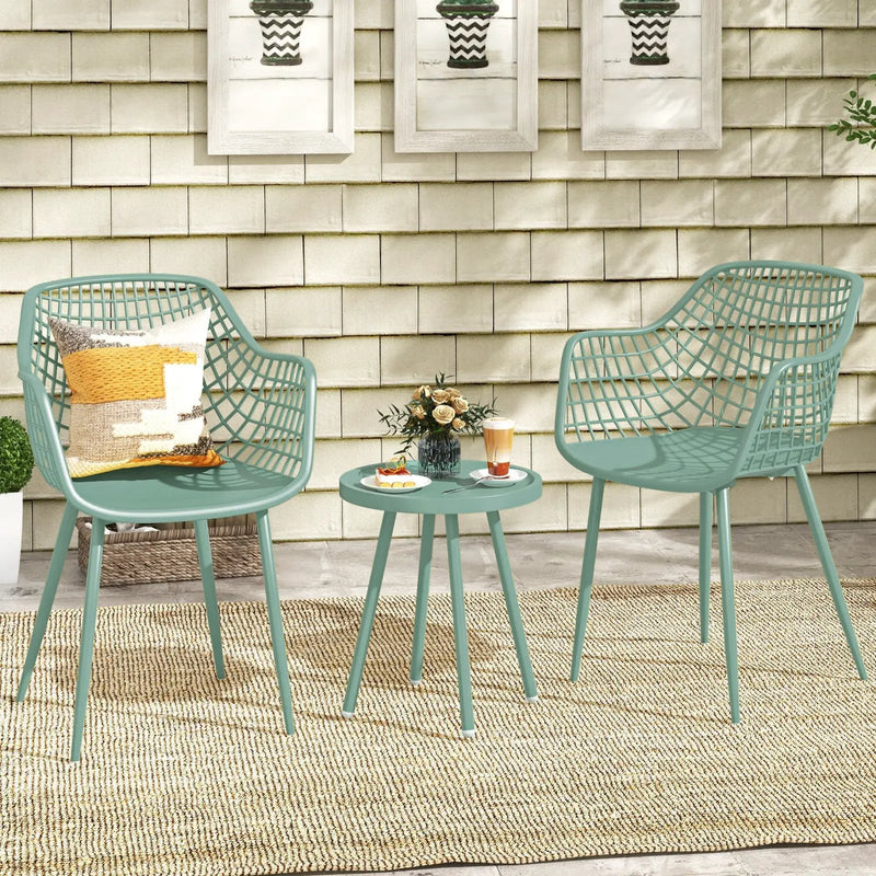 3 Piece Patio Chair Set with PP Seat and Tabletop for Porch by DirectDeals