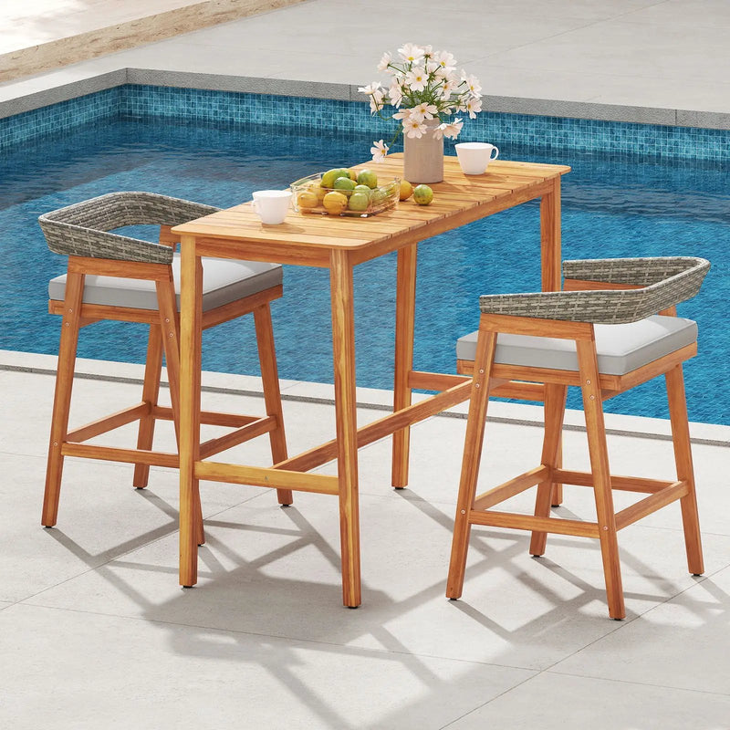 3-Piece Patio Counter Height Bar Set with Cushioned Stools by DirectDeals