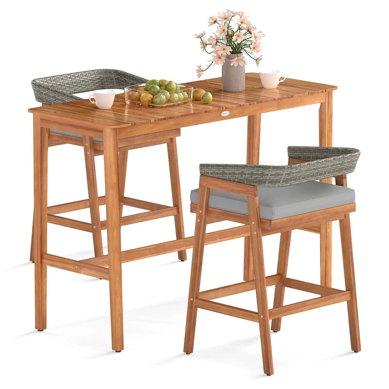 3-Piece Patio Counter Height Bar Set with Cushioned Stools by DirectDeals