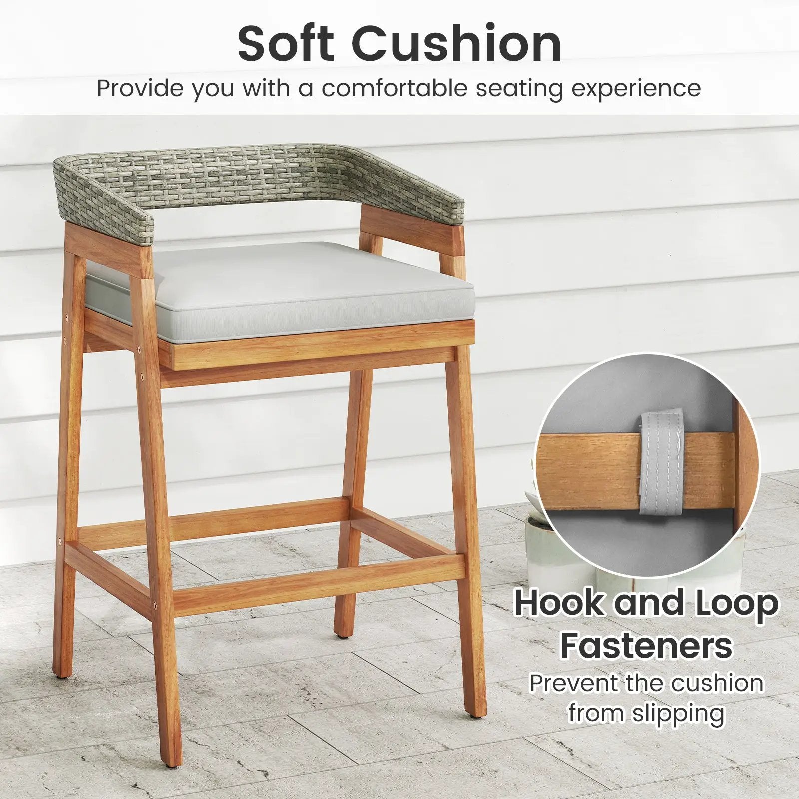 3-Piece Patio Counter Height Bar Set with Cushioned Stools by DirectDeals