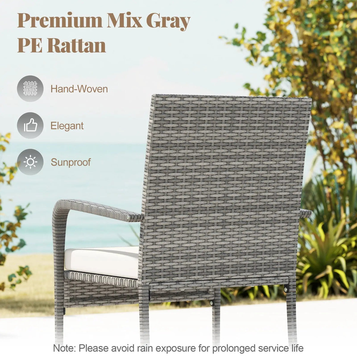3 Piece Patio Furniture Set with Seat Cushions and Tempered Glass Tabletop for Balcony by DirectDeals