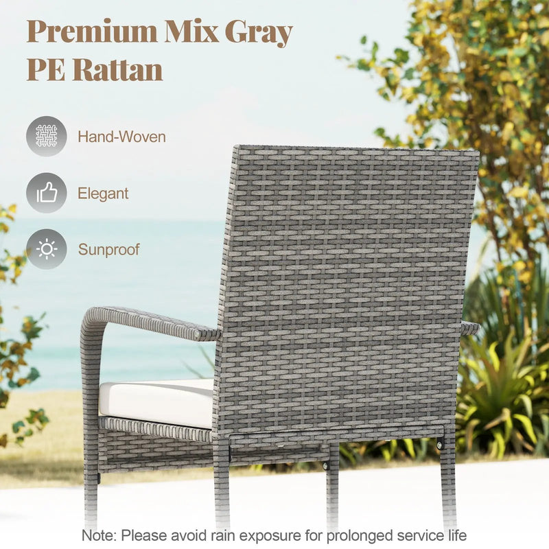 3 Piece Patio Furniture Set with Seat Cushions and Tempered Glass Tabletop for Balcony by DirectDeals