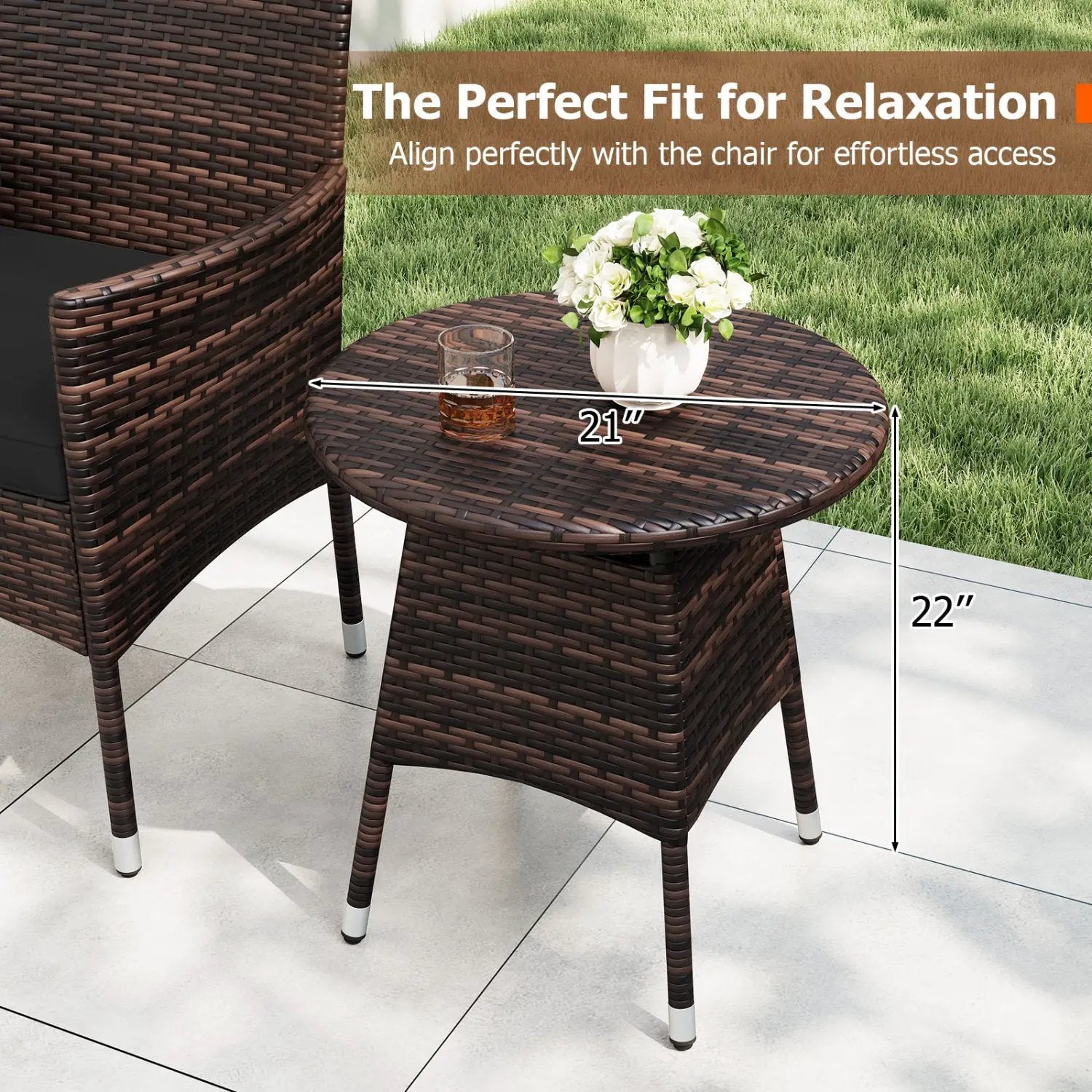 3 Piece Patio Furniture Set Outside Bistro Set for Porch by DirectDeals