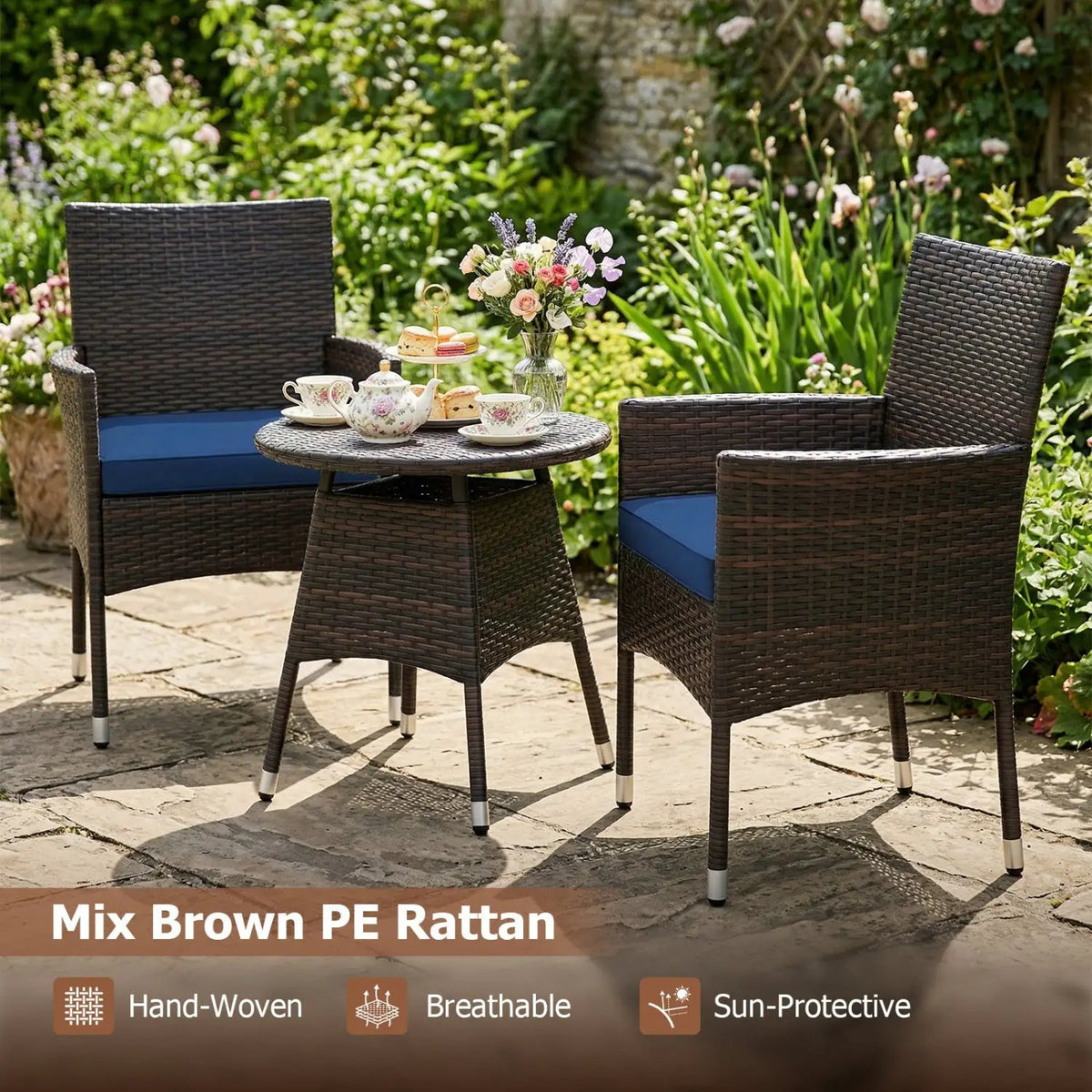 3 Piece Patio Furniture Set Outside Bistro Set for Porch by DirectDeals