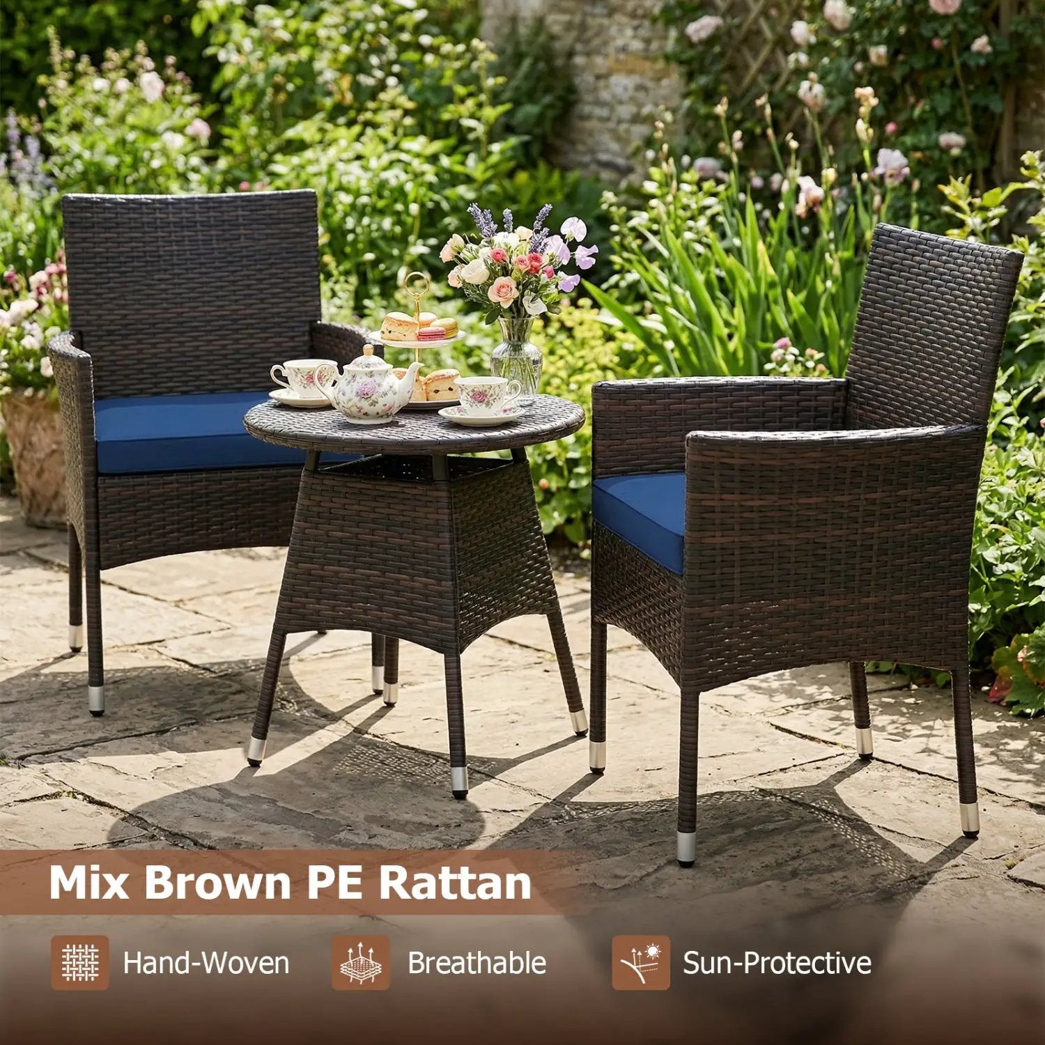 3 Piece Patio Furniture Set Outside Bistro Set for Porch by DirectDeals