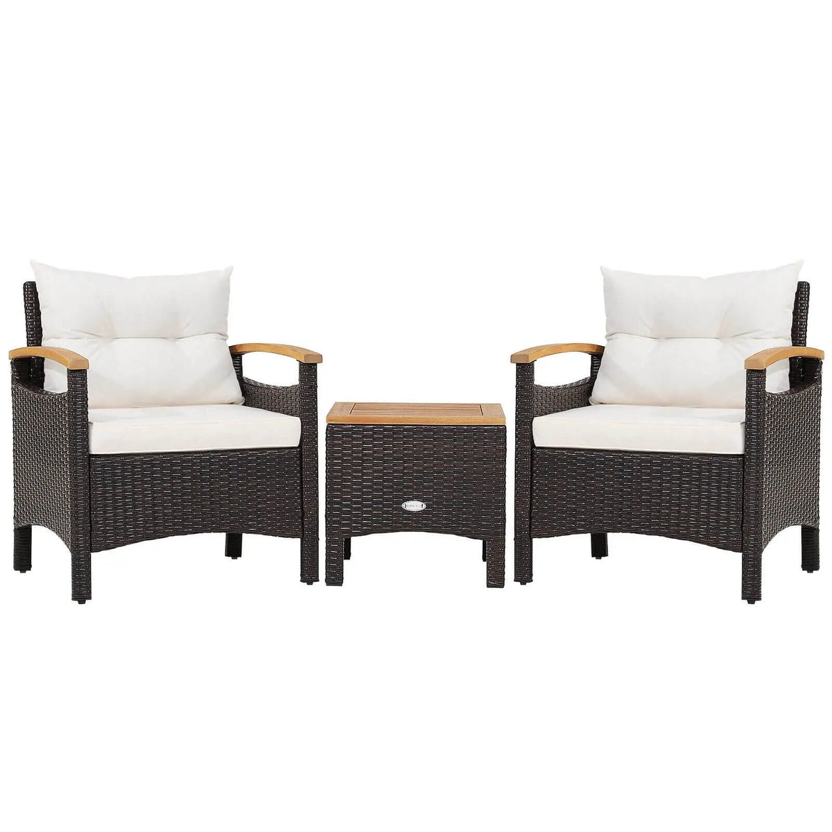 3 Pieces Patio Rattan Furniture Set with Removable Cushion by DirectDeals