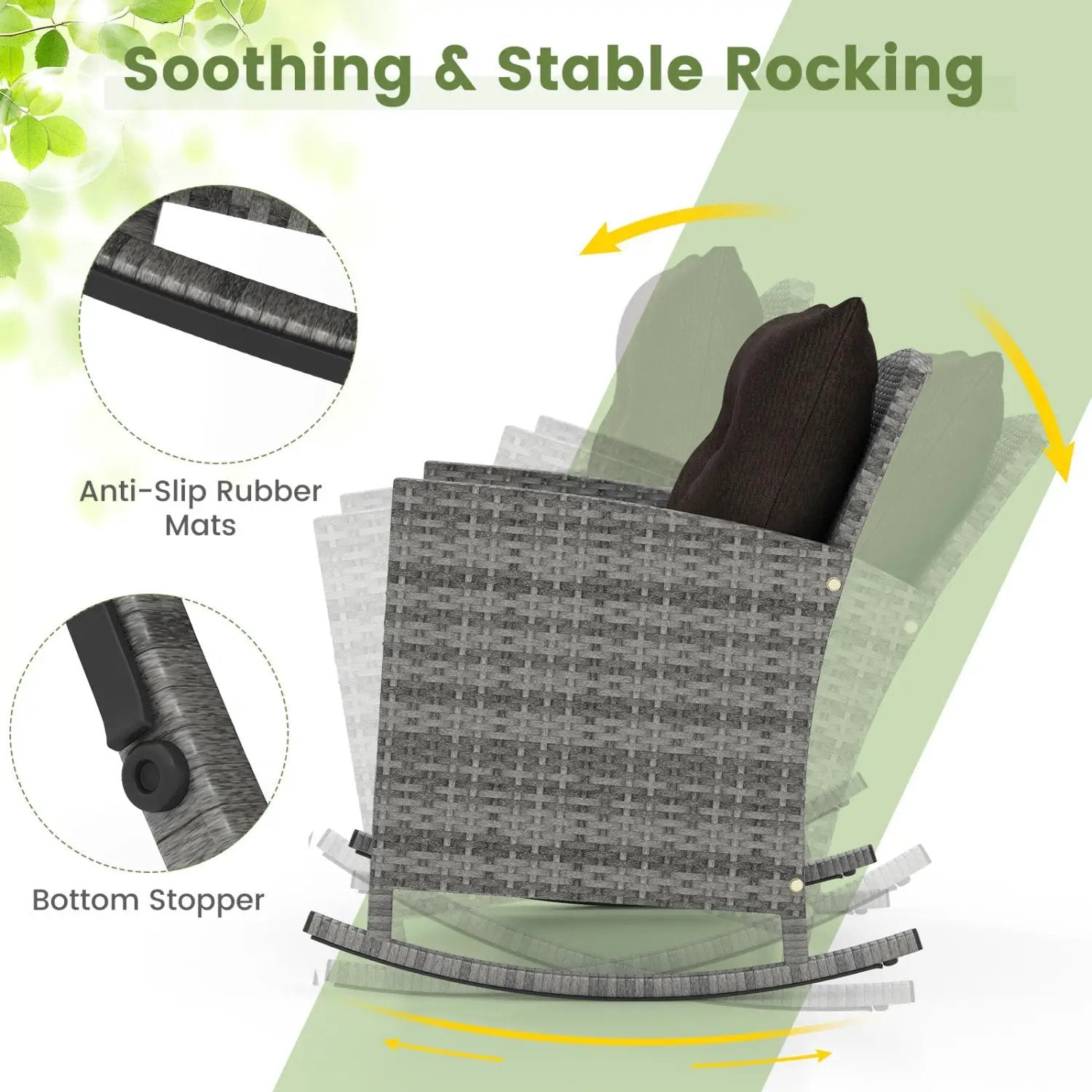 3-Piece Patio Rocking Chair Set with Glass Table & Cushions by DirectDeals