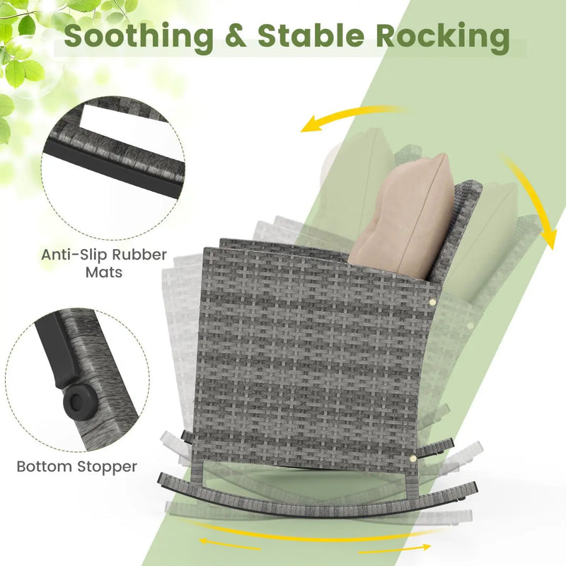 3-Piece Patio Rocking Chair Set with Glass Table by DirectDeals