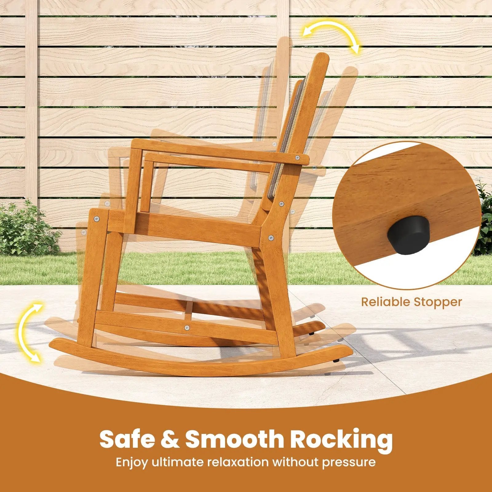 3 Piece Patio Rocking Set Acacia Wood Rocker Bistro Set with Rattan Seat and Back by DirectDeals