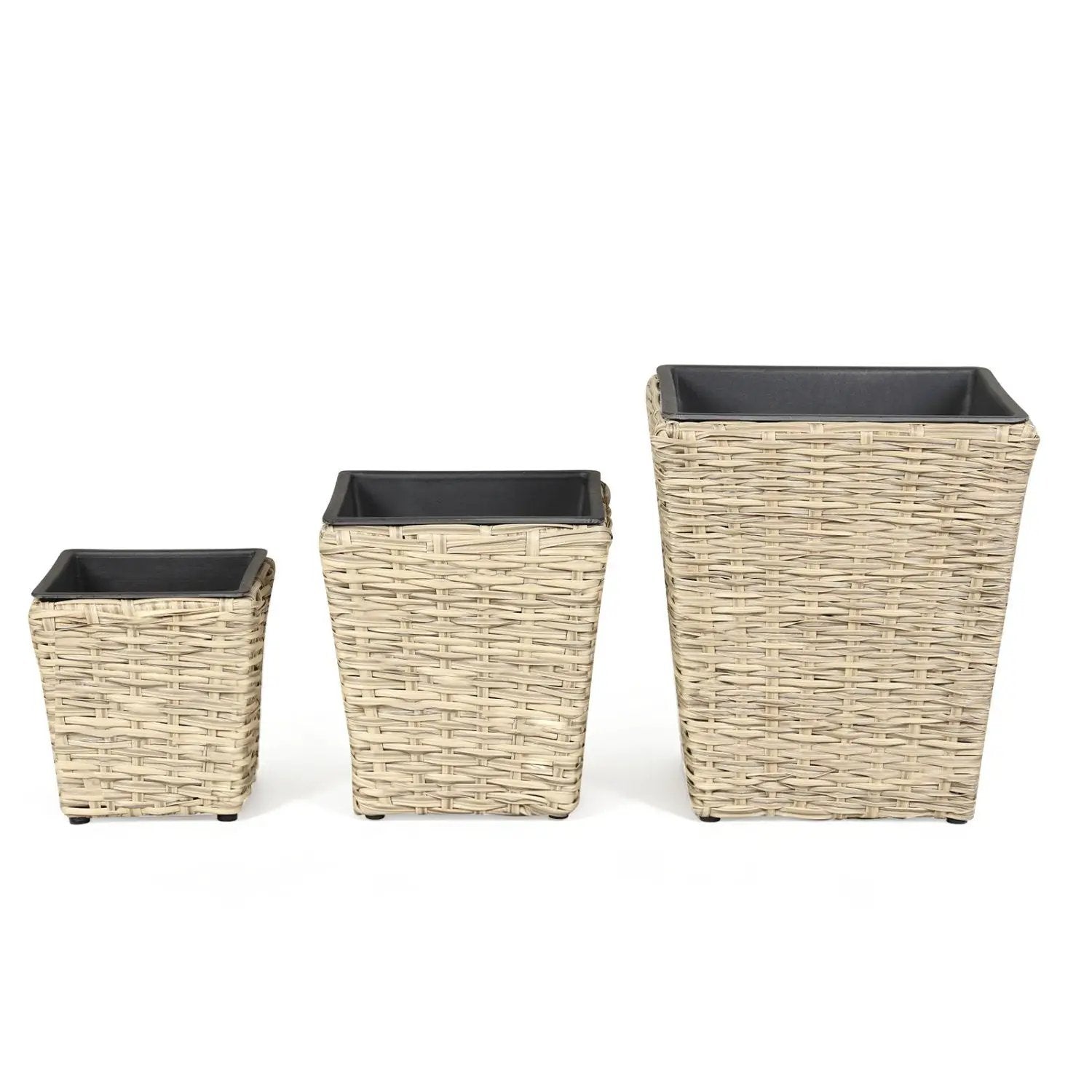 Rattan Planter Box Set - 3 Piece with Removable Liners by DirectDeals
