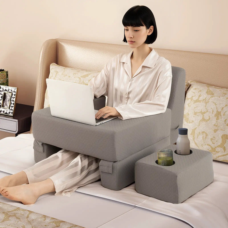 3-Piece Reading Pillow Set Extra Large Lap Desk with Coaster-Gray by DirectDeals