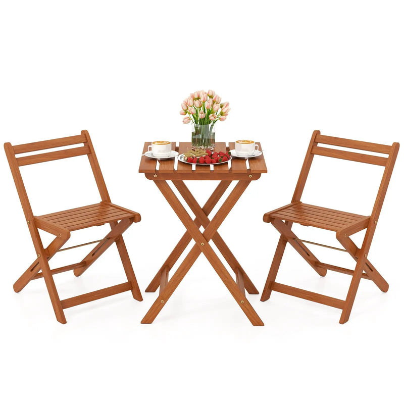 3 Piece Solid Wood Furniture Set with 2 Folding Chairs by DirectDeals