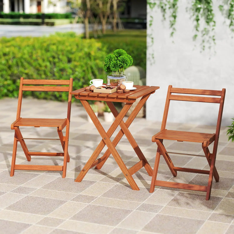 3 Piece Solid Wood Furniture Set with 2 Folding Chairs by DirectDeals