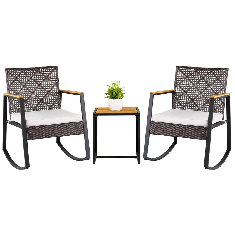 3-Piece Wicker Rocking Chair Set with Coffee Table by DirectDeals