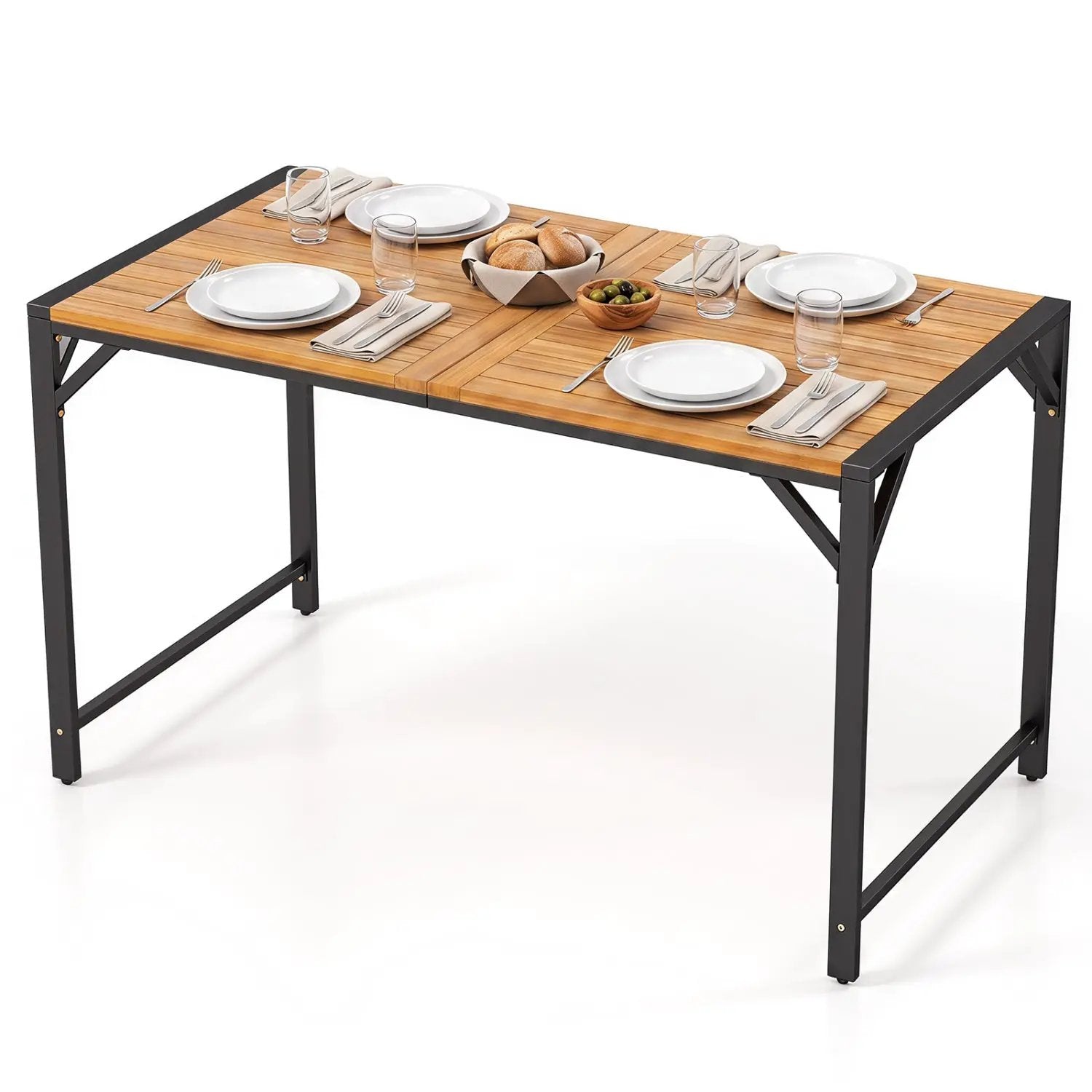 51" Acacia Wood Patio Dining Table with Umbrella Hole by DirectDeals