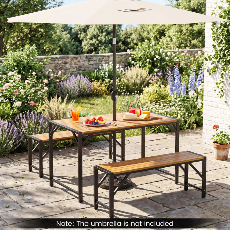 Acacia Wood Outdoor Bench 47.5" with Slatted Seat by DirectDeals