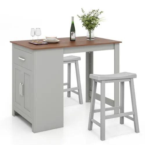 3-Piece Bar Table Set for 2 with 2 Saddle Stools for Dining Room by DirectDeals