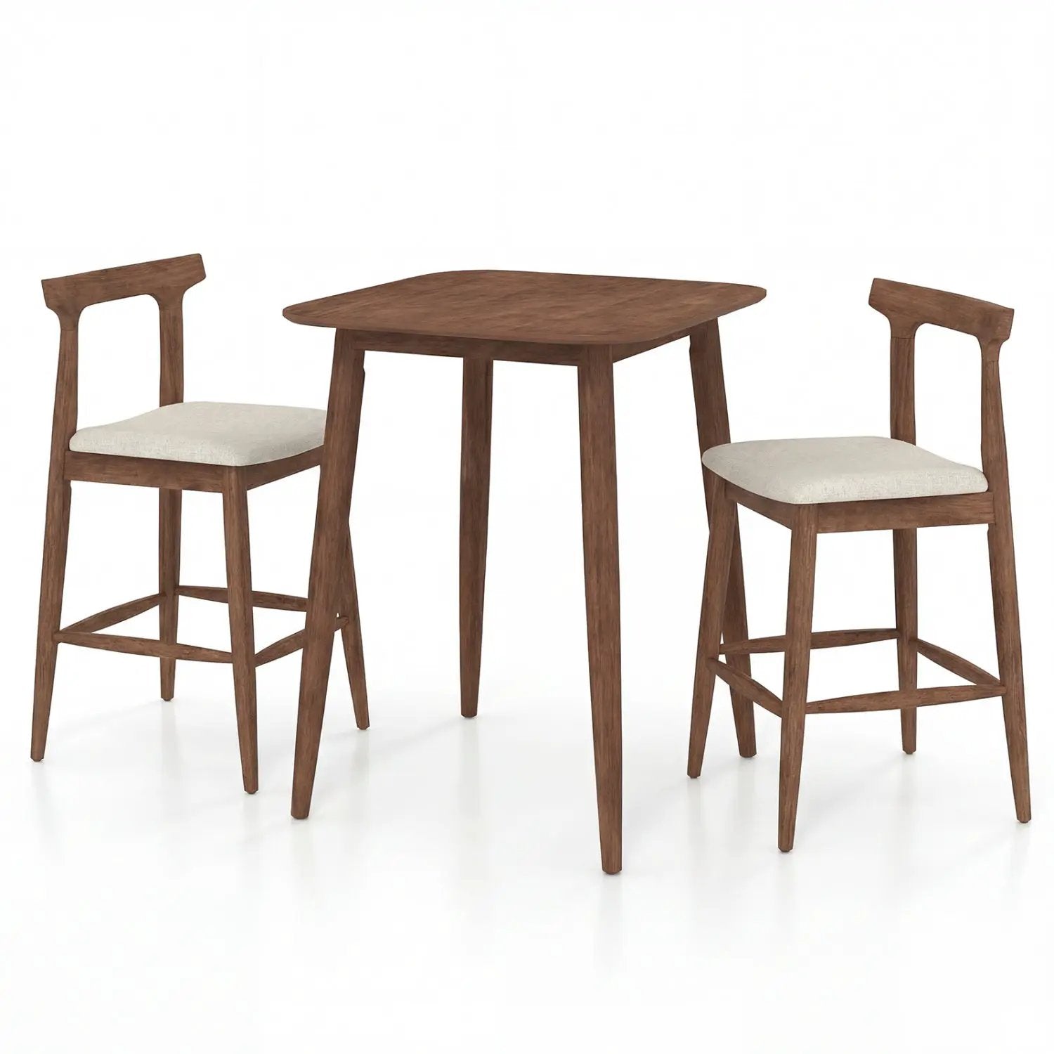 3 Pieces Bar Table and Chairs Counter Height Kitchen Table with 2 Bar Stools by DirectDeals