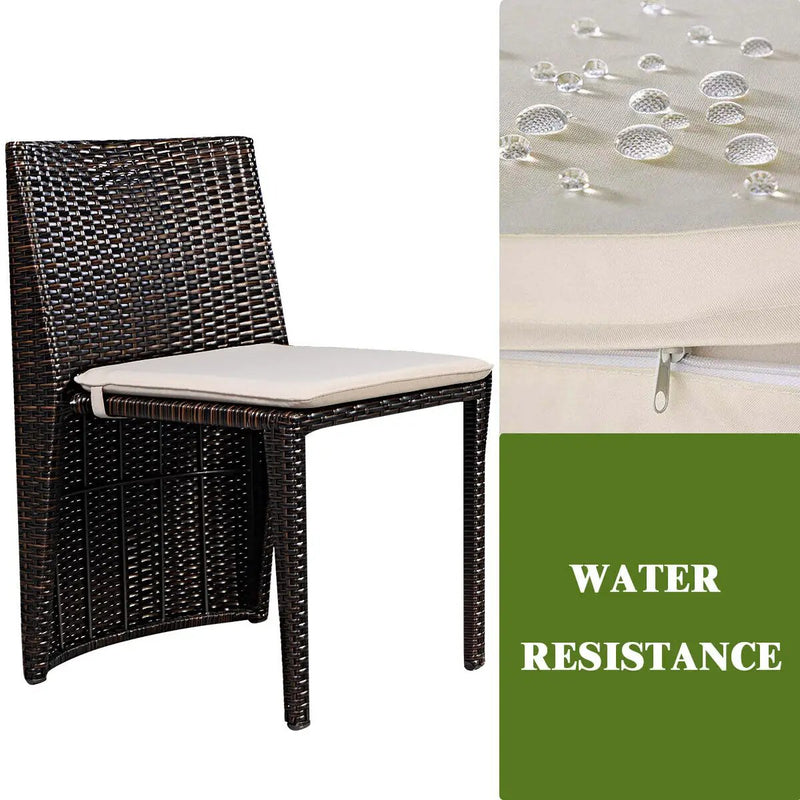 3 Pieces Cushioned Wicker Patio Bistro Set with No Assembly Needed by DirectDeals