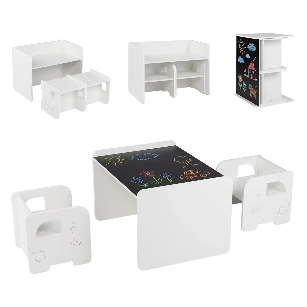 3 Pieces Kids Table and Chair Set with Space-saving Toddler Table and 2 Chairs by DirectDeals