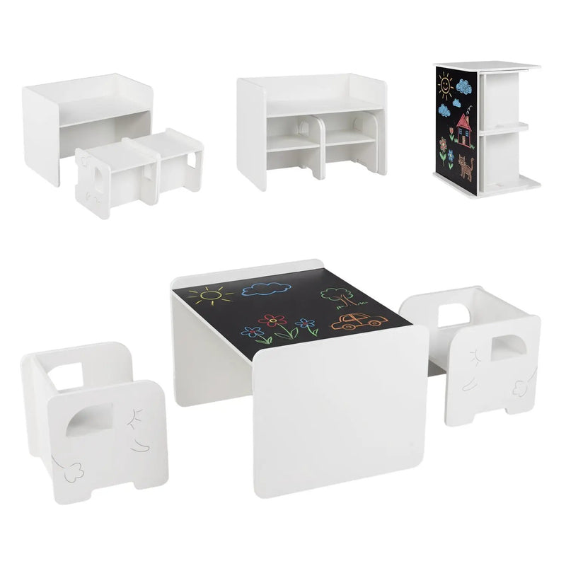 3 Pieces Kids Table and Chair Set with Space-saving Toddler Table and 2 Chairs by DirectDeals