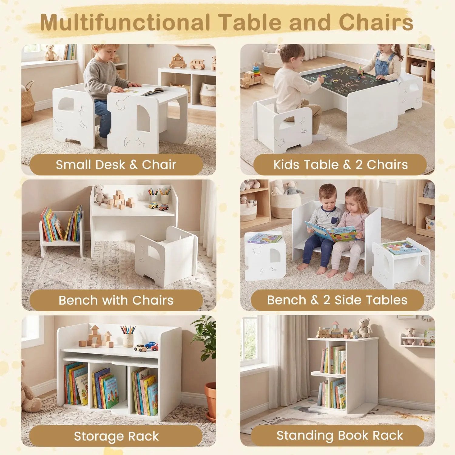 3 Pieces Kids Table and Chair Set with Space-saving Toddler Table and 2 Chairs by DirectDeals