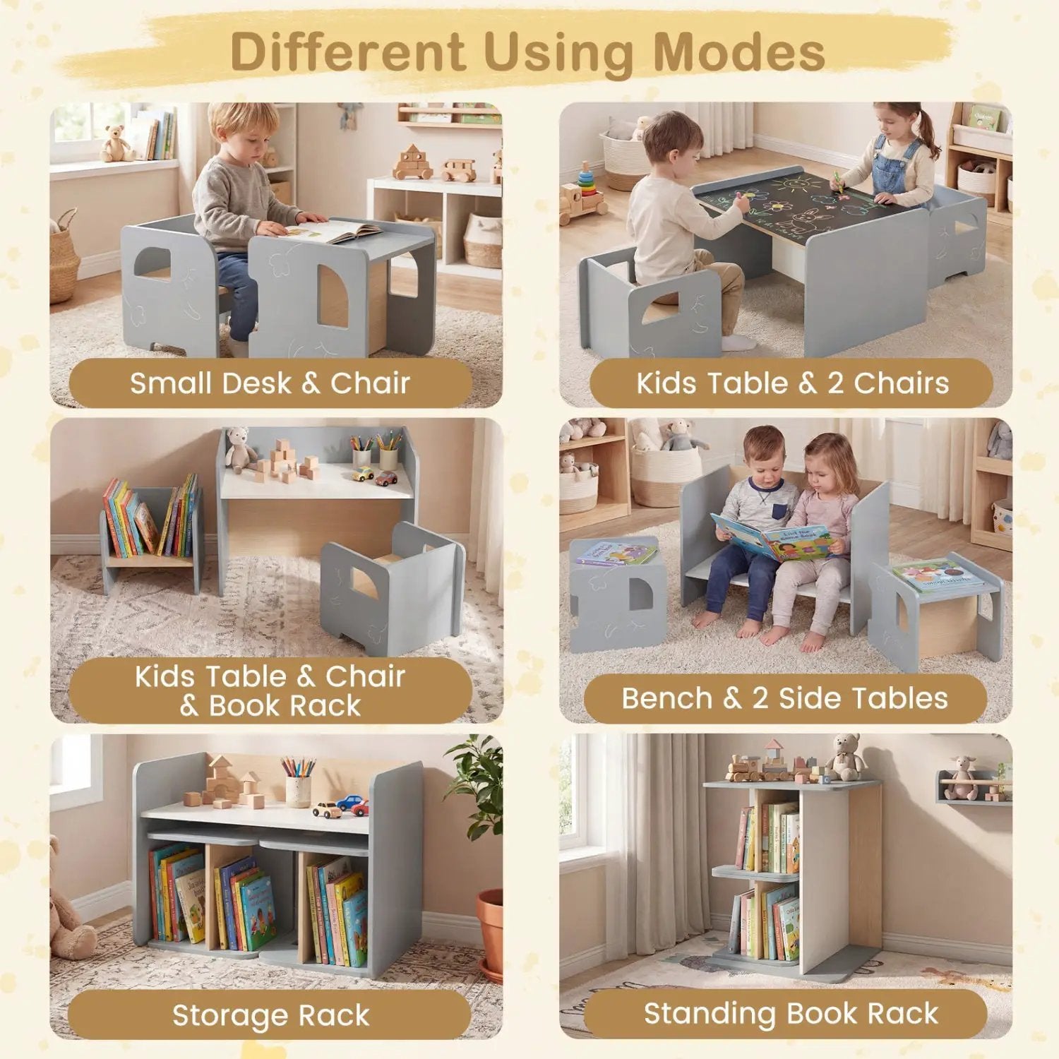 3 Pieces Kids Table and Chair Set with Space-saving Toddler Table and 2 Chairs by DirectDeals
