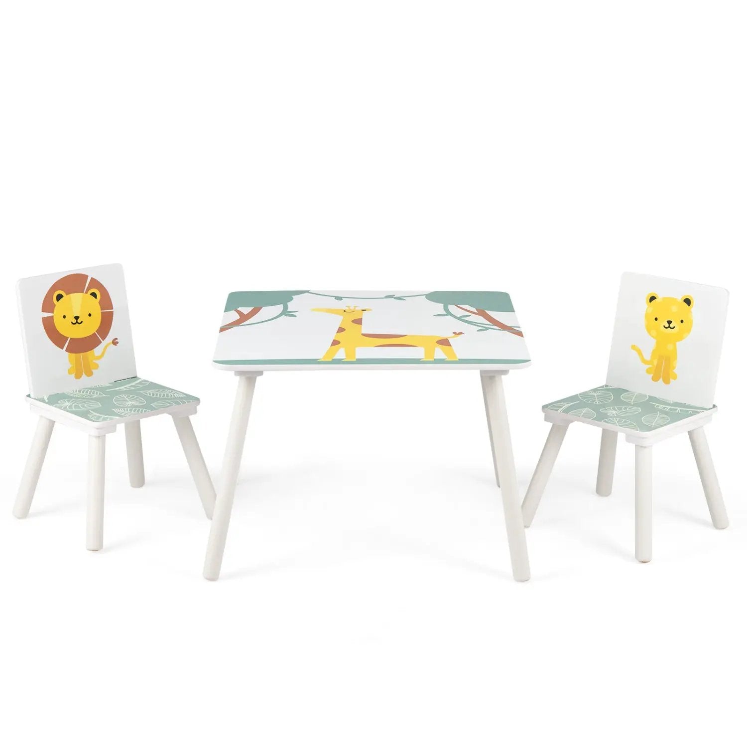 Kids Table and Chair Set with Animal Patterns (3-Piece) by DirectDeals