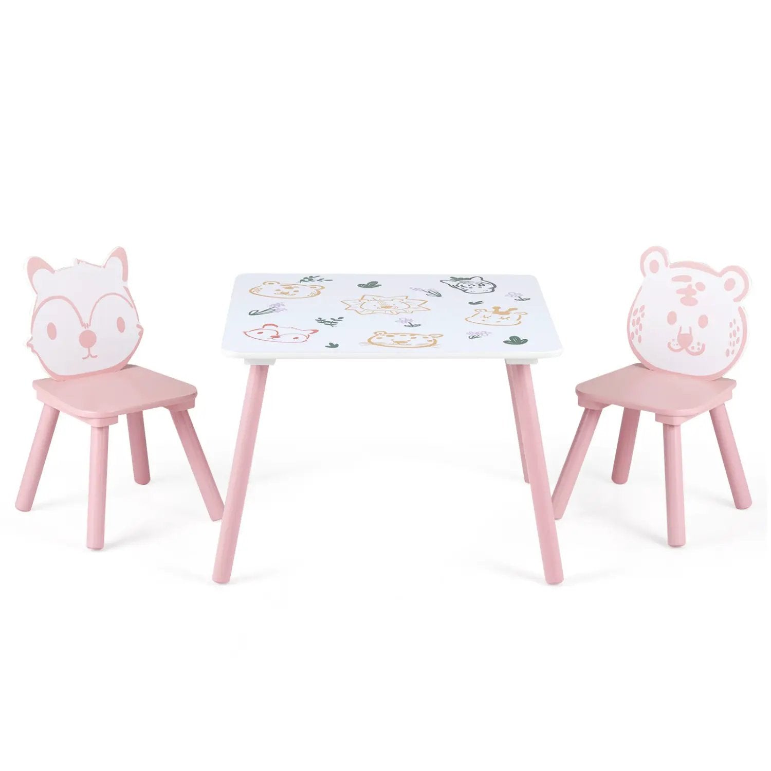 Kids Table and Chair Set with Animal Patterns, 3-Piece by DirectDeals