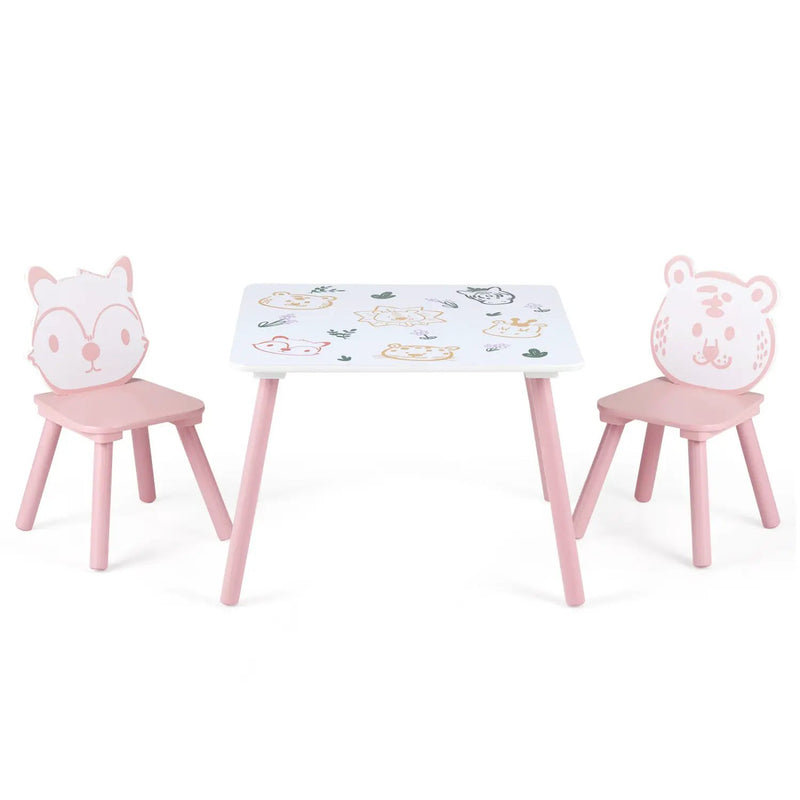 Kids Table and Chair Set with Animal Patterns, 3-Piece by DirectDeals