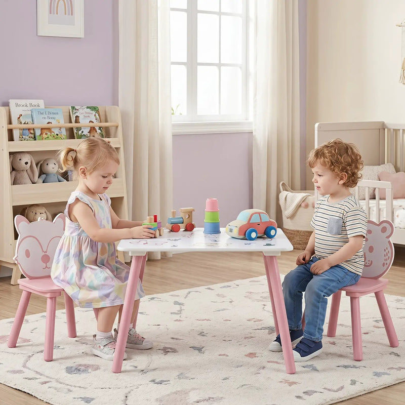 Kids Table and Chair Set with Animal Patterns, 3-Piece by DirectDeals